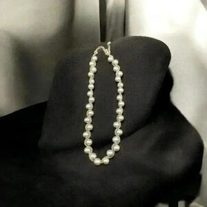 VGT SHB JEWELRY Faux Pearl Necklace Silver-Grey